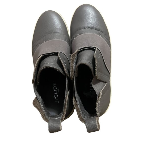J Slides NYC Ankle Sneakers Gray Leather Sz 7 M Womens Flat - Picture 13 of 15